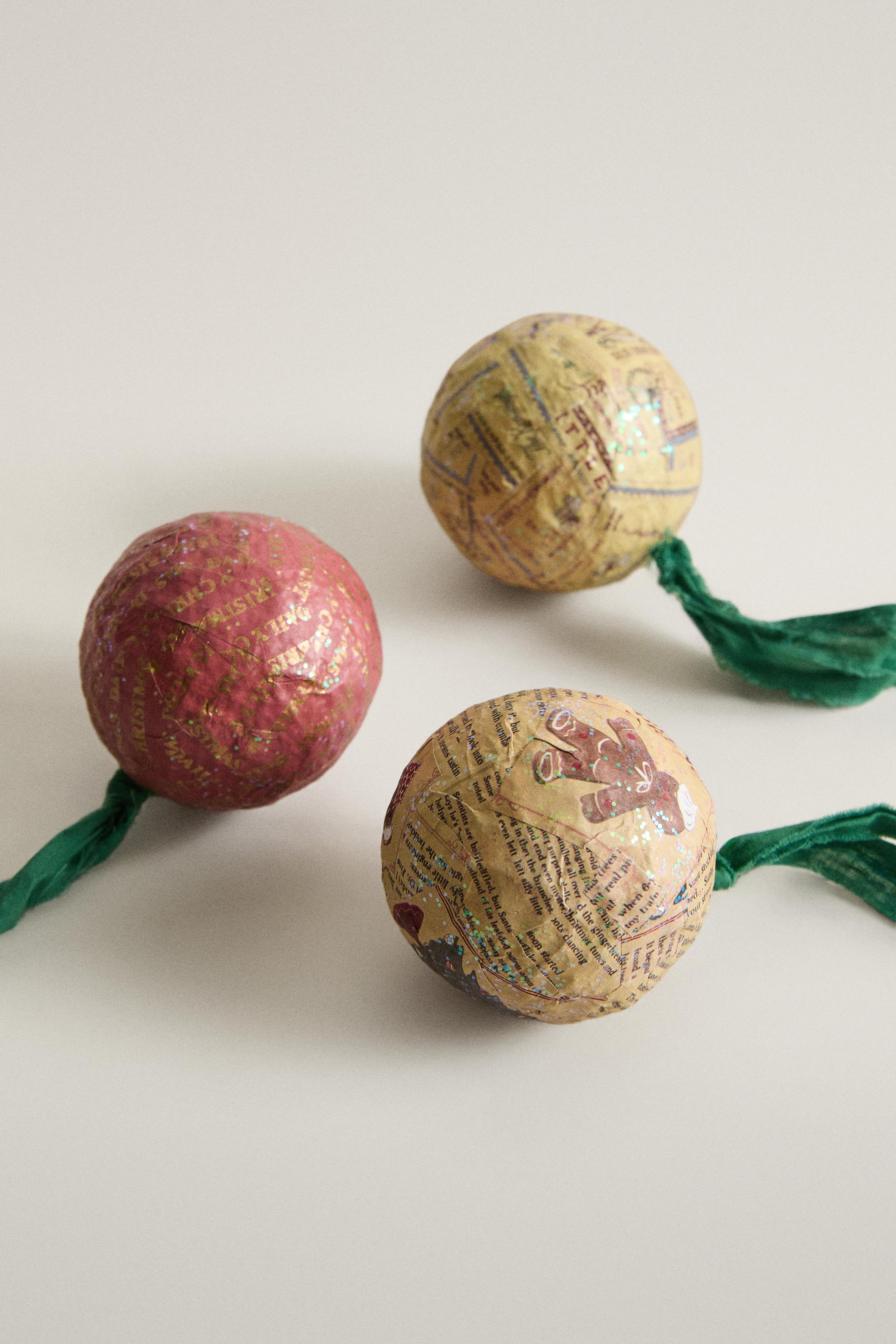 LOT DE 4 ORNEMENTS POUR SAPIN DE NOËL EN PAPIER