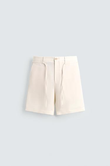 Zara DRAWSTRING SHORTS - Oyster-white