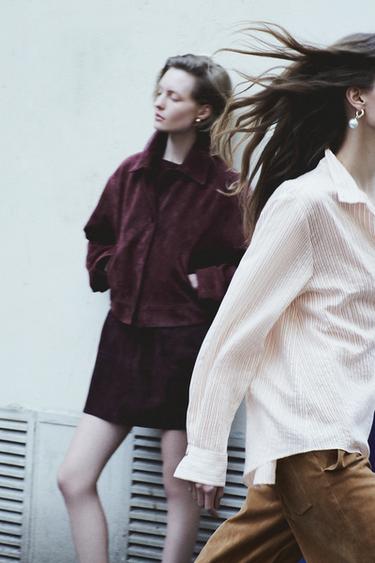 JACKE 100% WILDLEDER - Burgundrot von Zara