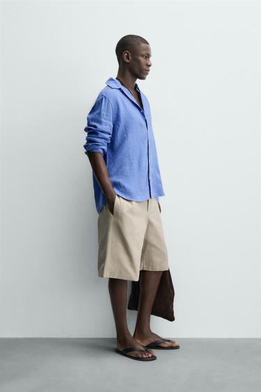 100% LINEN REGULAR FIT SHIRT - Faded blue by Zara - Image 3