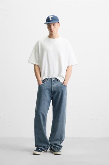 Zara BASIC BOXY FIT T-SHIRT - Oyster-white