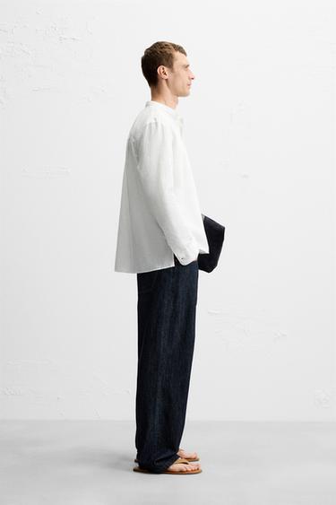 CHEMISE POLO LIN ET COTON - Blanc de Zara - Image 3