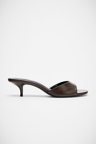 Zara LOW HEELED SANDALS - Brown