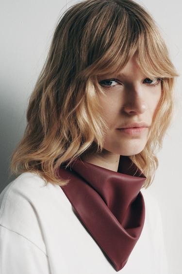 Zara FAUX LEATHER BANDANA - Maroon