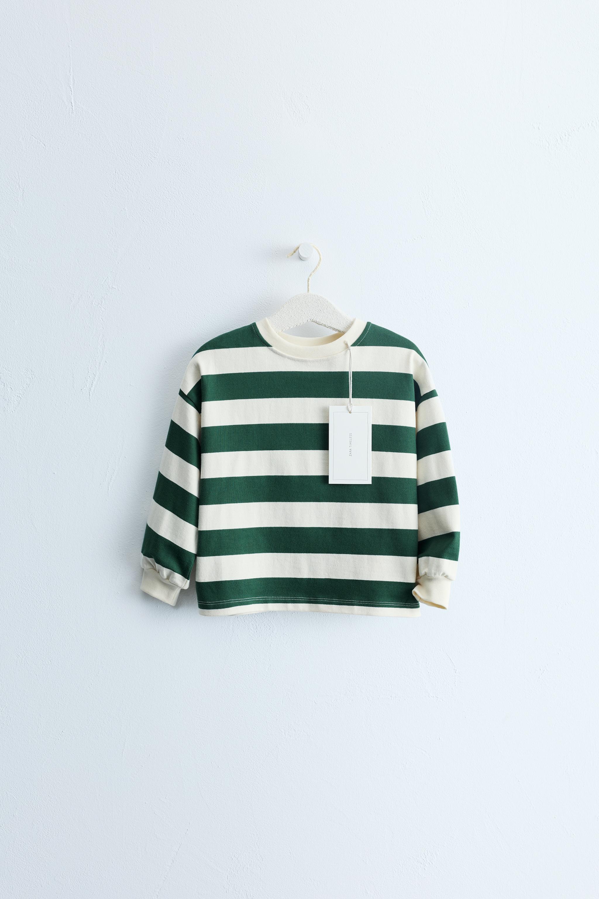 ZARA TIMELESS - STRIPED PRINT T-SHIRT — GREEN