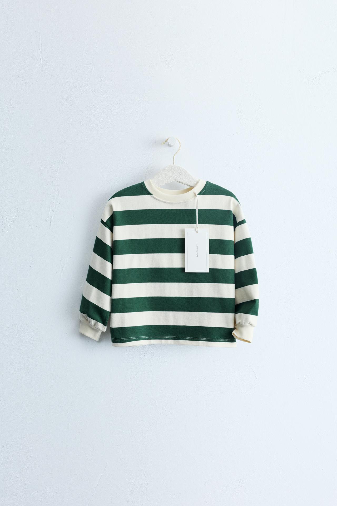 ZARA TIMELESS - STRIPED PRINT T-SHIRT — GREEN