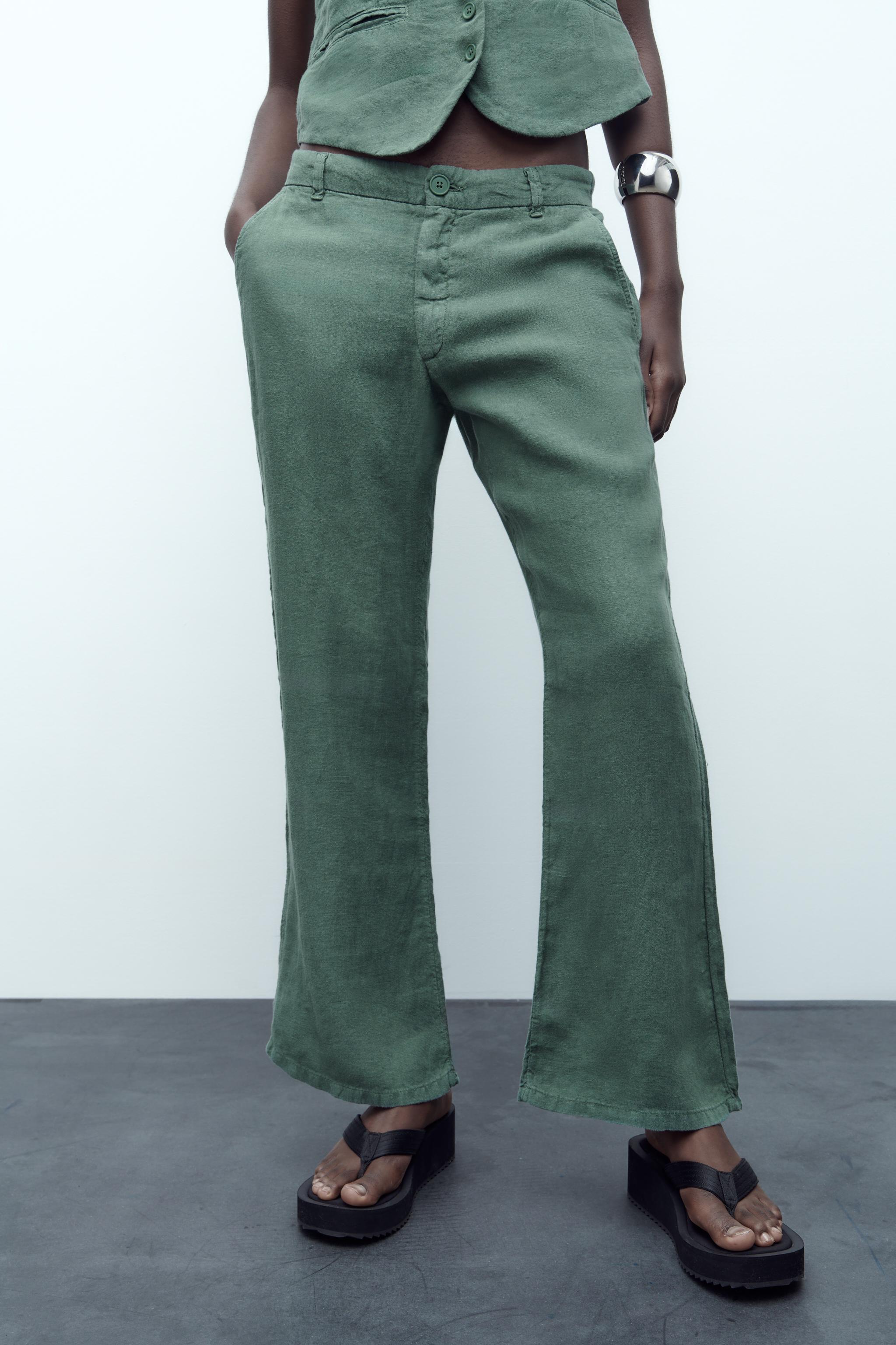 Sage Green Cord Flare Trouser, Trousers