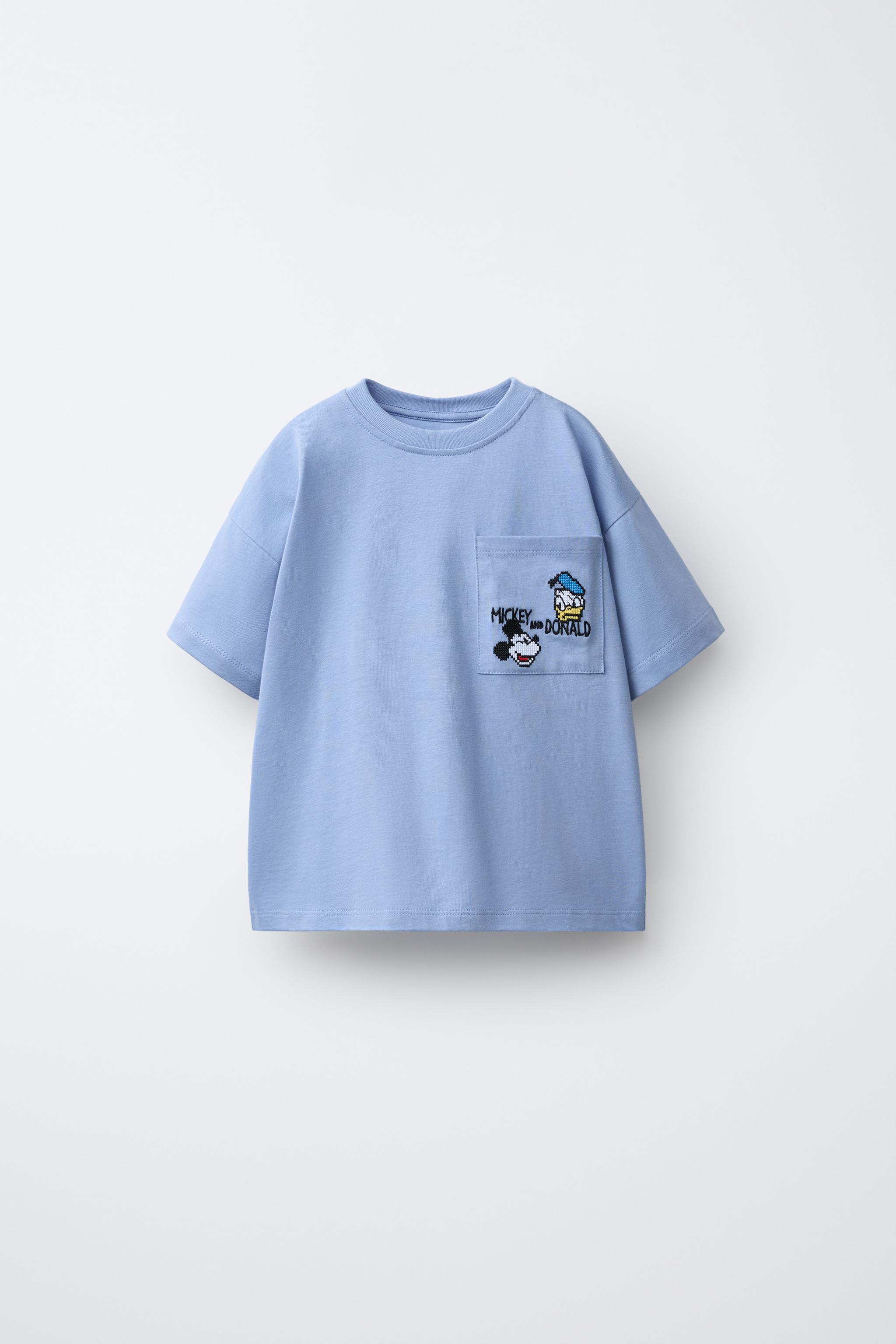 Детские футболки Zara MICKEY MOUSE AND DONALD DUCK © DISNEY EMBROIDERED POCKET T-SHIRT