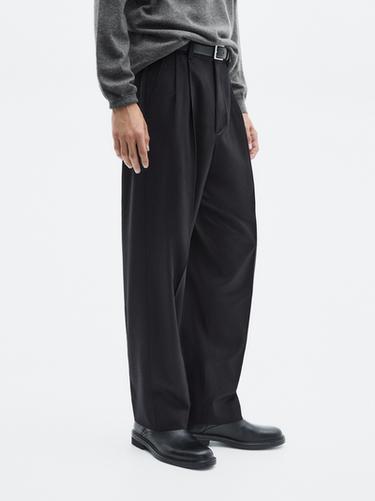 Zara Flannel trousers with darts - LIMITED - Navy blue