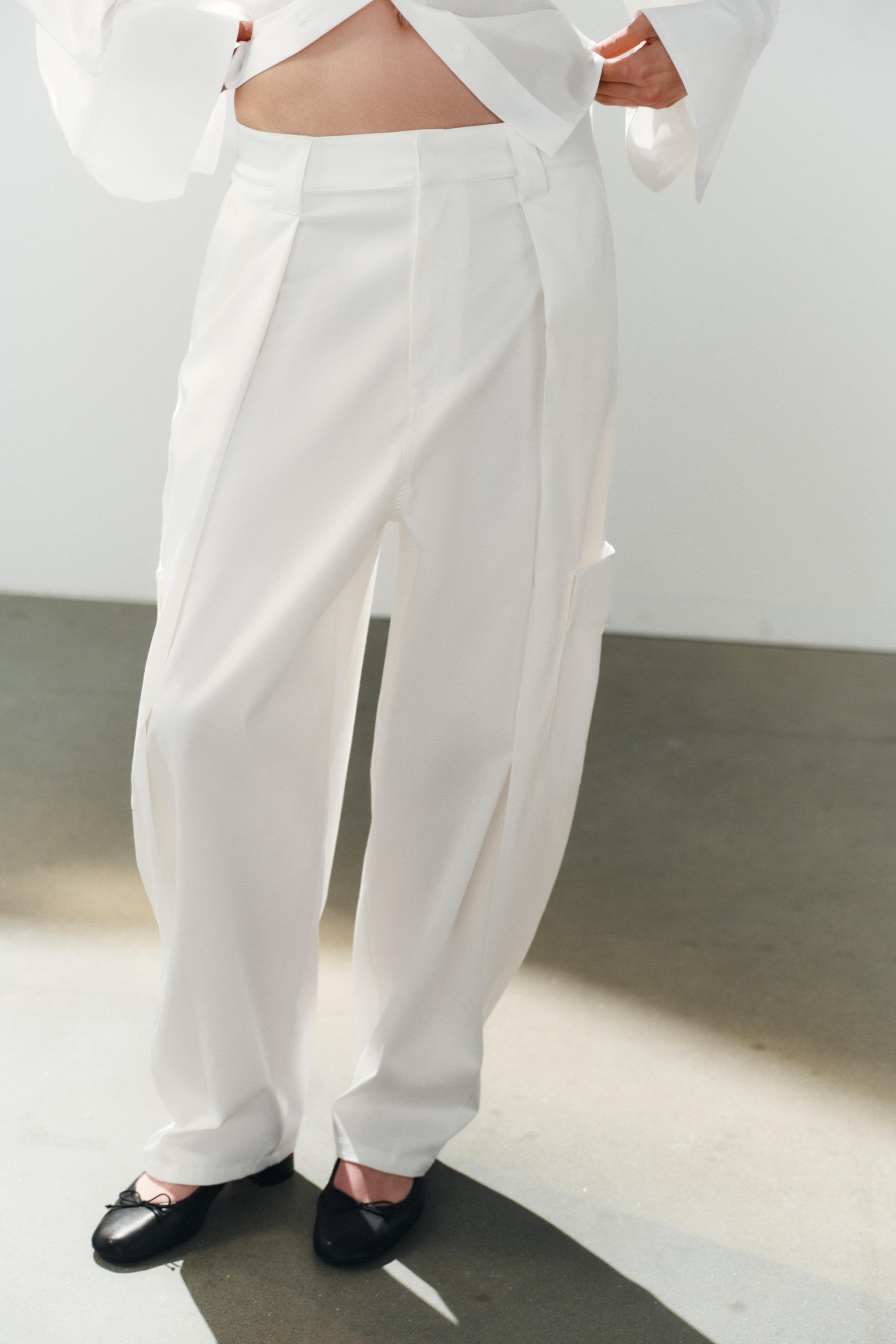 Женские брюки Zara SATIN BALLOON CARGO TROUSERS — фото 3