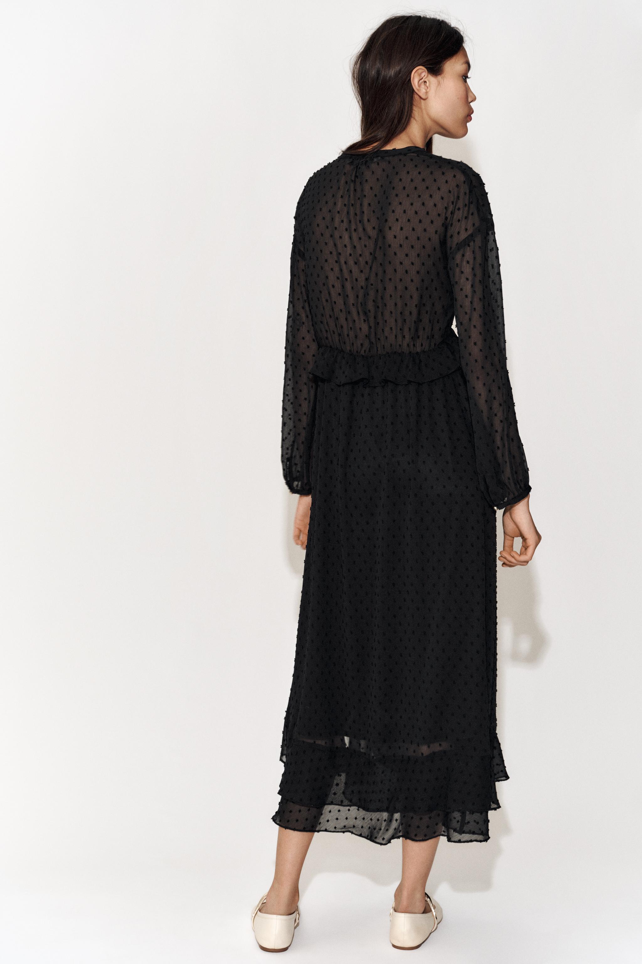 プリュムティ刺繍入りワンピース - ブラック | ZARA Japan / 日本