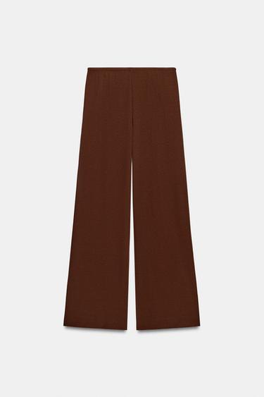 TEXTURED PALAZZO TROUSERS - Brown by Zara - Image 6