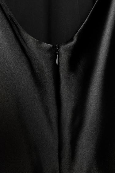 SATIN MIDI DRESS WITH CROSS STRAPS - Black by Zara - Image 8