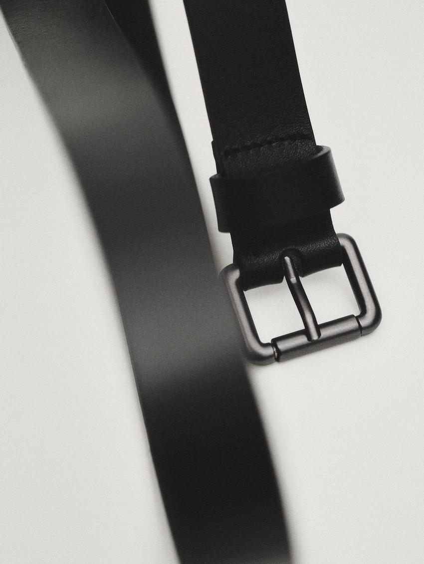 zara black leather belt