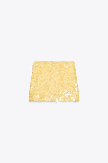 MINI JUPE À PAILLETTES - Jaune de Zara - Image 2