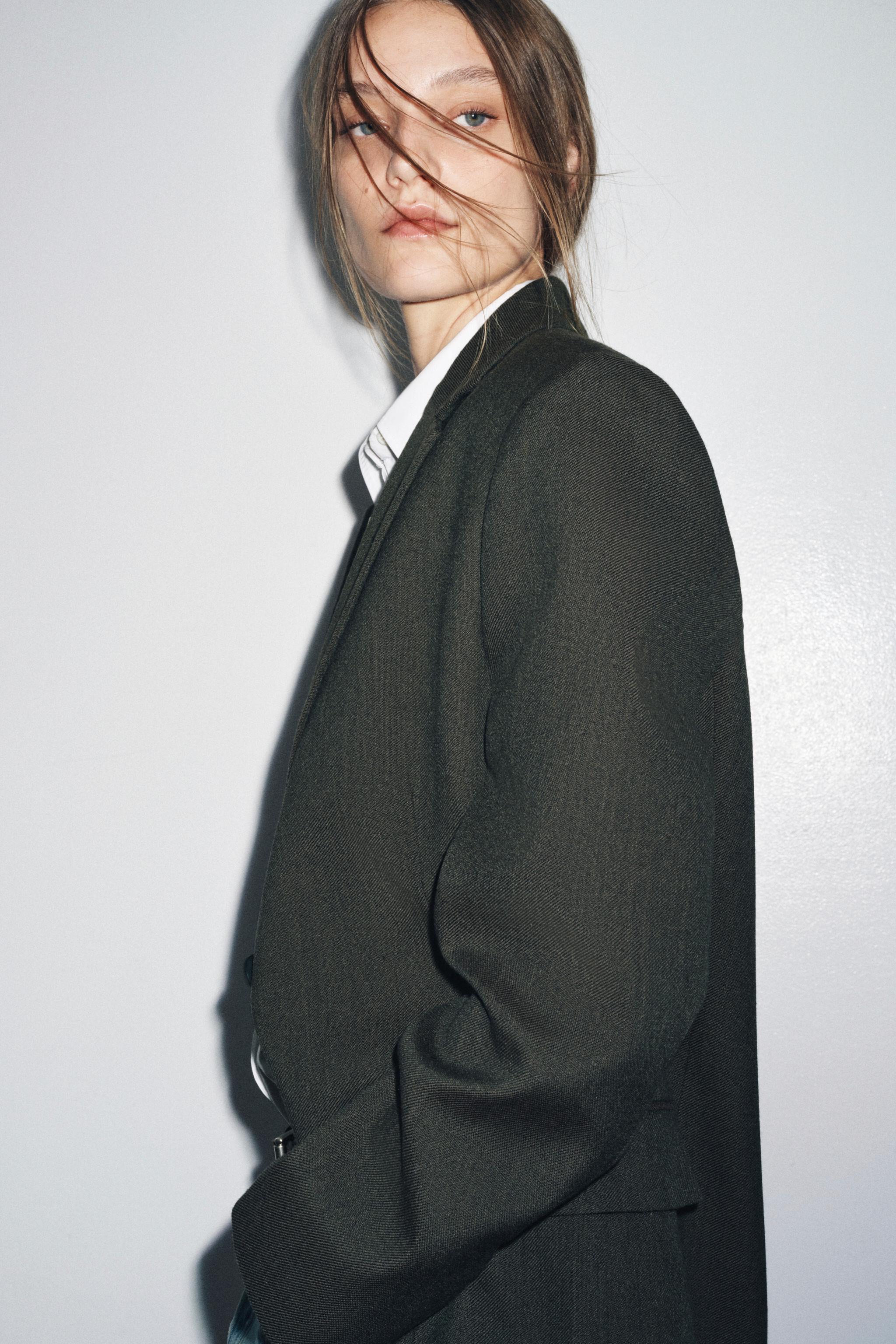 ウール混オーバーサイズブレザー ZW COLLECTION - グリーン