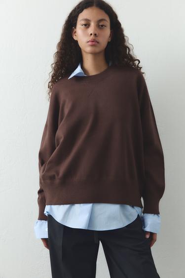 SUDADERA PUNTO LISO - Marrón claro de Zara