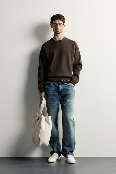Zara 棉質紋理針織衫 - 巧克力色