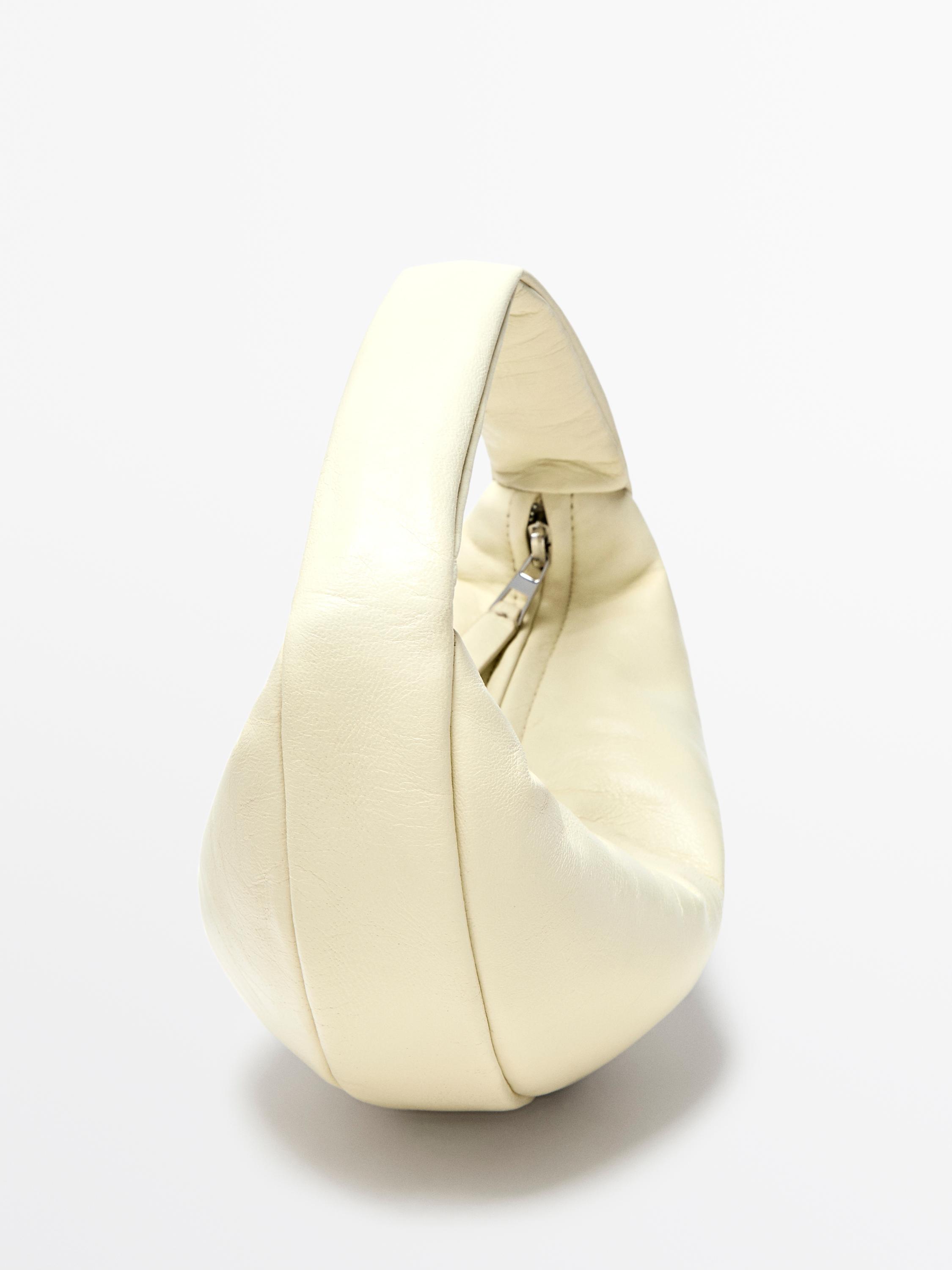 Mini sac à main demi-lune en cuir nappa