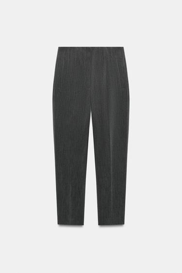 Zara HIGH-WAISTED PANTS - Mid-gray