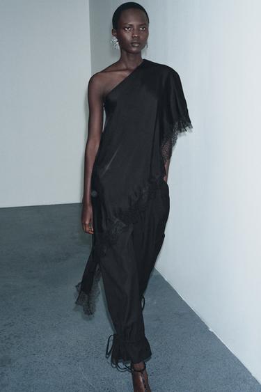 TOP ASIMETRIKOA, DENTELADUNA, ZW COLLECTION - Beltza, Zara-rena