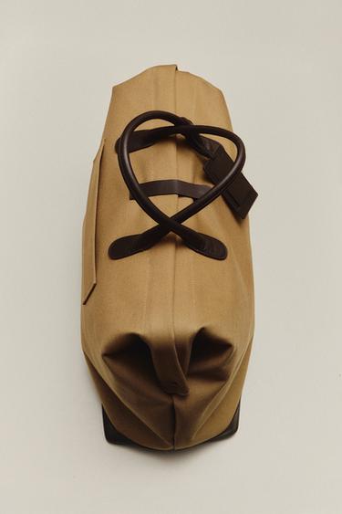 BOLSA VIAJE BOTÓN ALGODÓN - Beige / Tostado de Zara