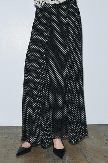 ZW COLLECTION POLKA DOT LONG SKIRT - Black / White by Zara - Image 4