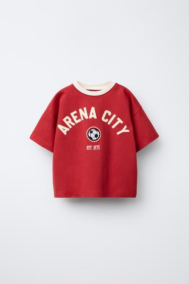 CAMISETA COM BORDADO DE BOLA - Vermelho da Zara