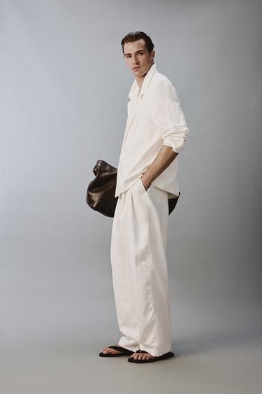 RELAXED FIT VISCOSE/LINEN SUIT TROUSERS - White by Zara - Image 3