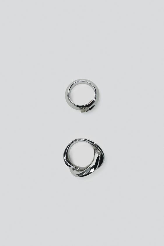 PACK OF 2 METAL SHAPED RINGS - Silver by Zara - Image 0