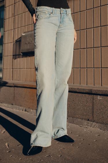 TRF WIDE-LEG LOW-RISE JEANS - Faded blue by Zara