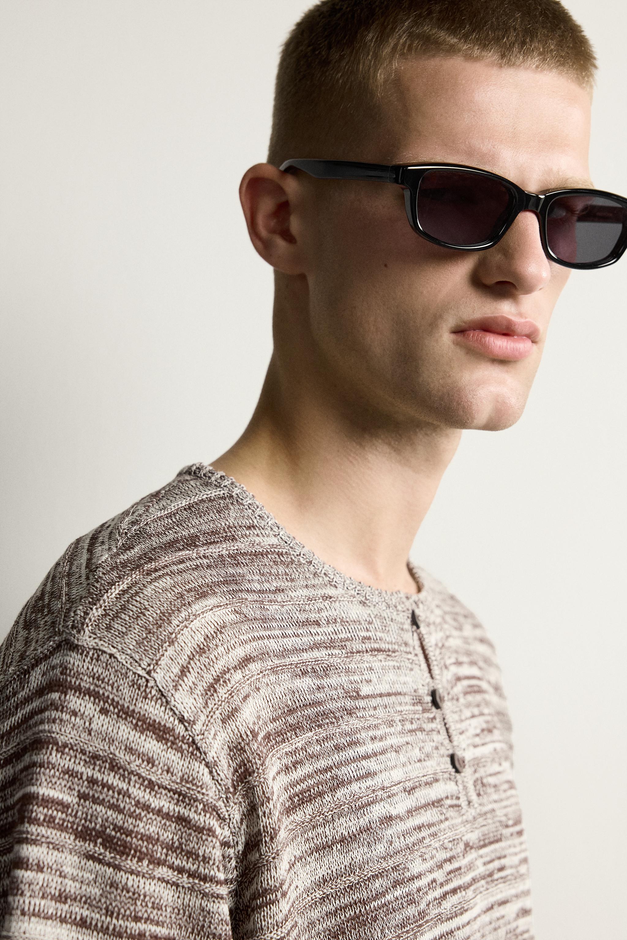 Мужские рубашки Zara KNIT HENLEY SHIRT — фото 6