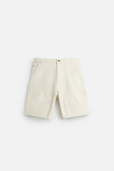 Zara CARPENTER POCKET BERMUDA SHORTS - Oyster-white