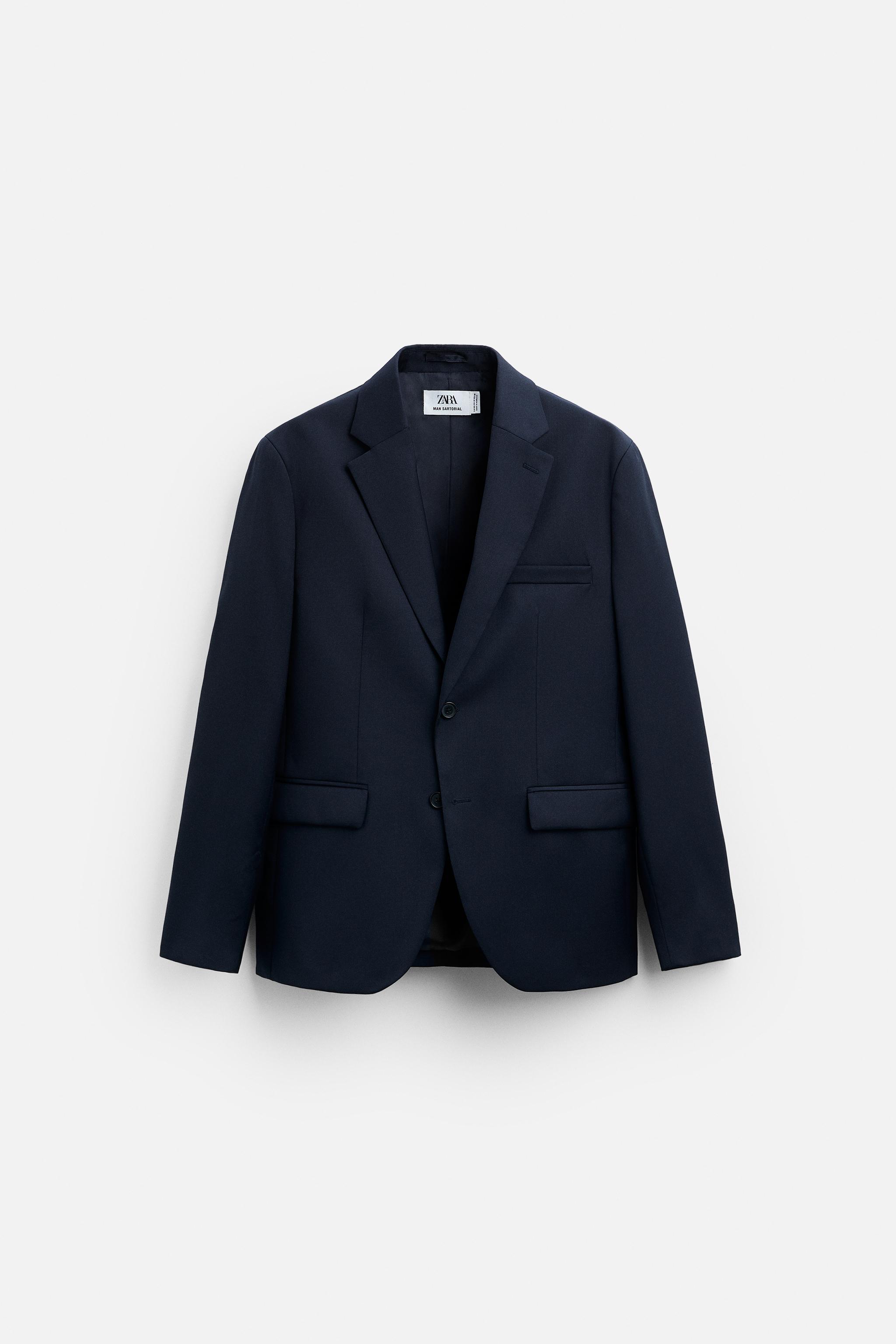 Zara Blazer Traje 100 Lana En Marino 54 Hombre