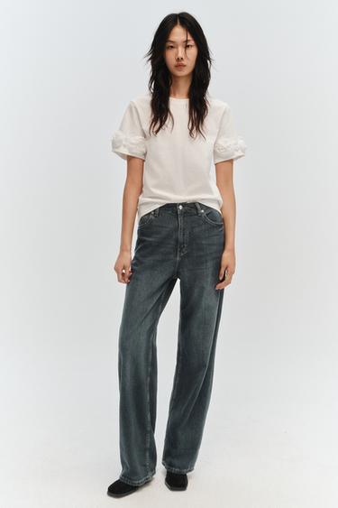 Zara Z1975 系列高腰直筒牛仔褲 - 藍色 / 綠色