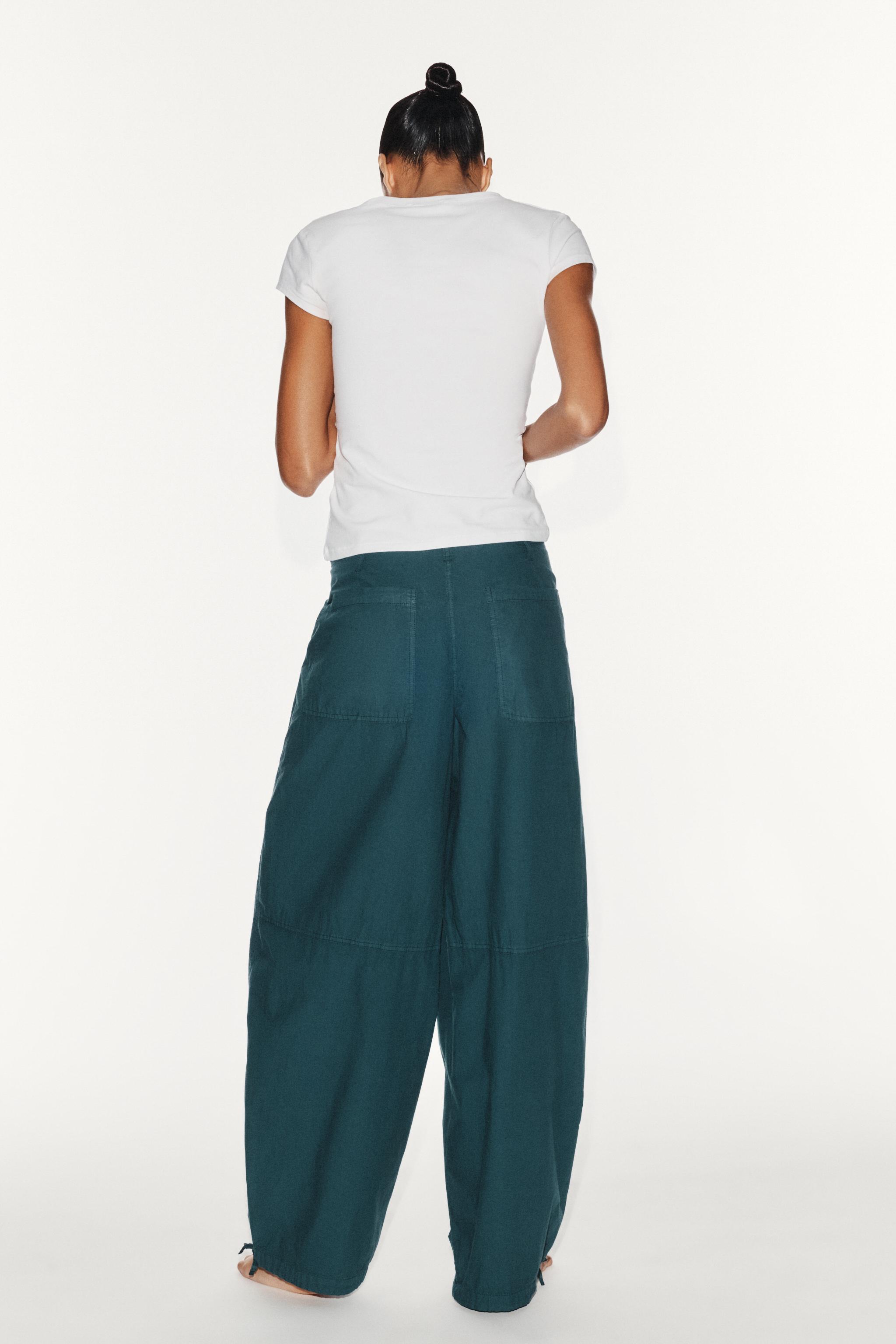 Женские брюки Zara DRAWSTRING WIDE-LEG PANTS — фото 5