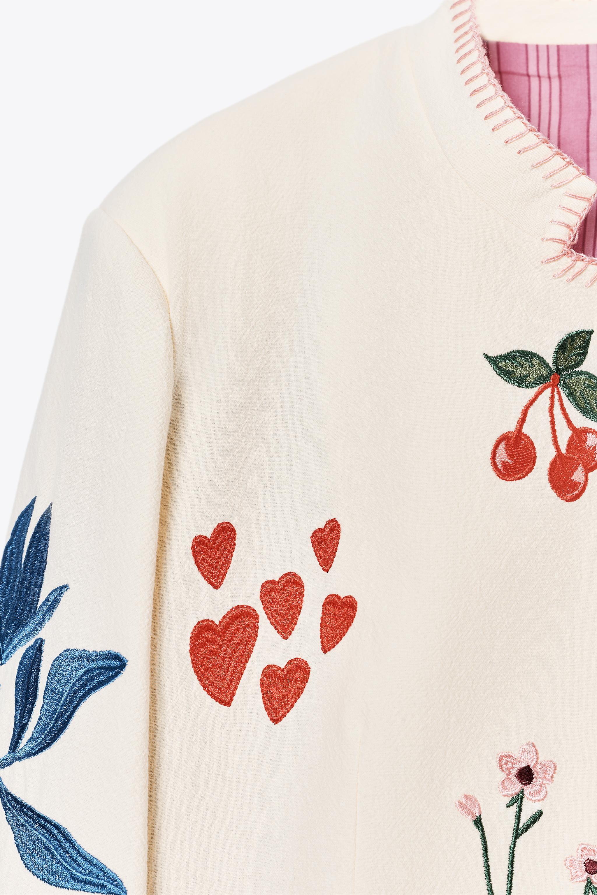 ZARA 刺繍入りジャケット 4786/206 EMBROIDERED JACKET - Ecru | ZARA United States