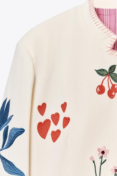 EMBROIDERED JACKET - Ecru by Zara - Image 4