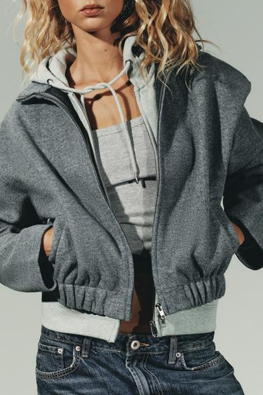 Zara SOFT BOMBER JACKET - Light gray