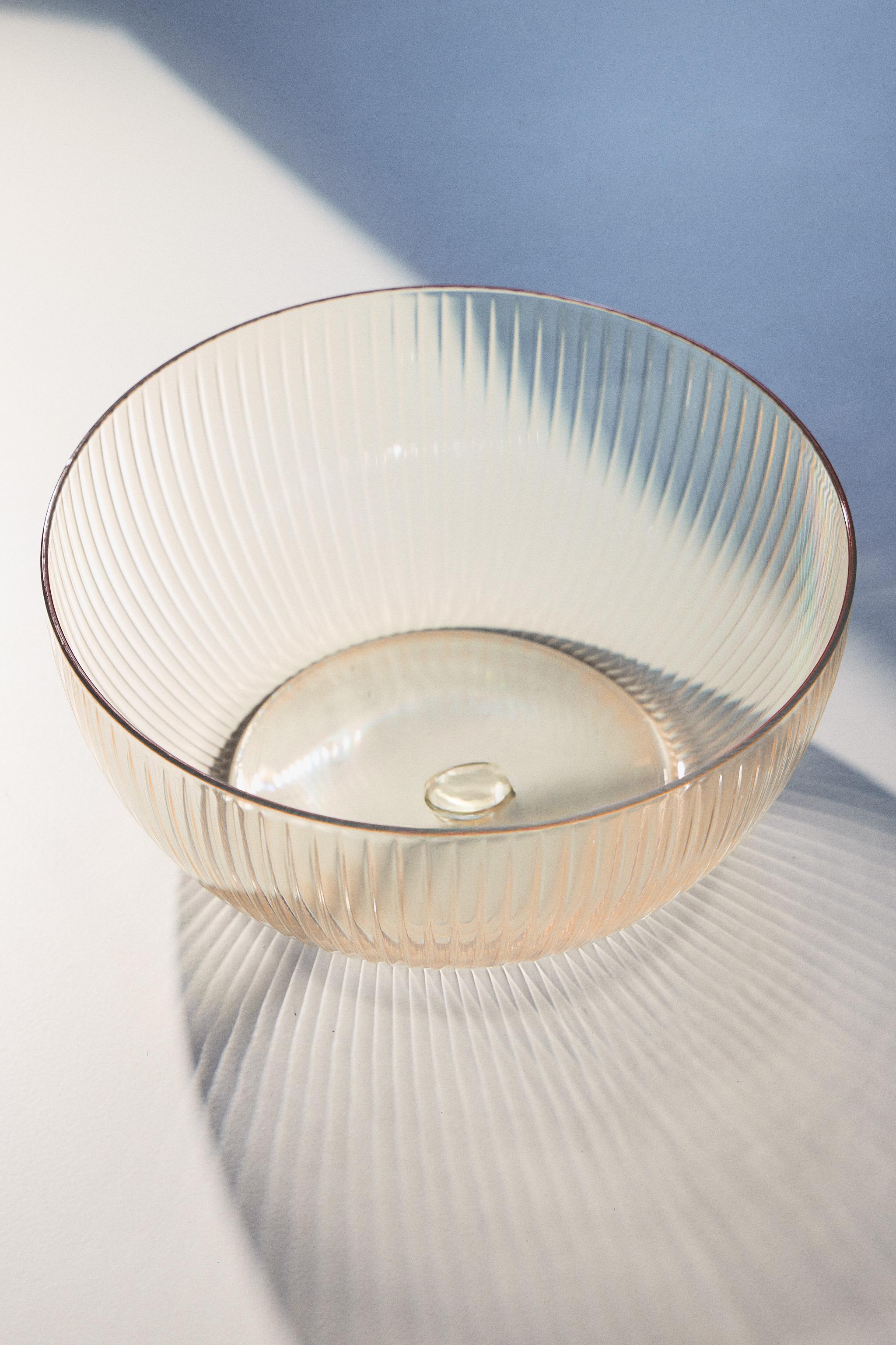 STRIPED ACRYLIC SALAD BOWL — Yellow