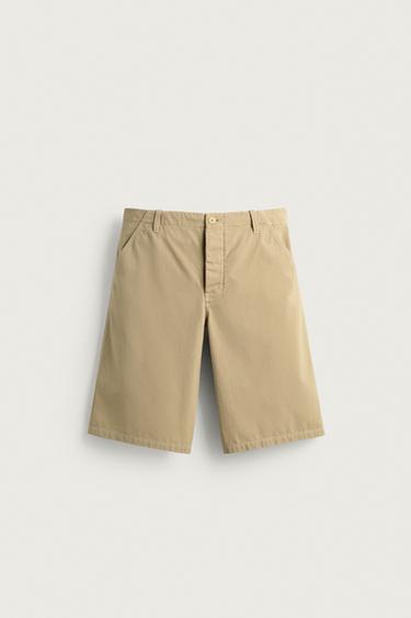 WASHED RELAXED FIT BERMUDA SHORTS - Light yellow by Zara