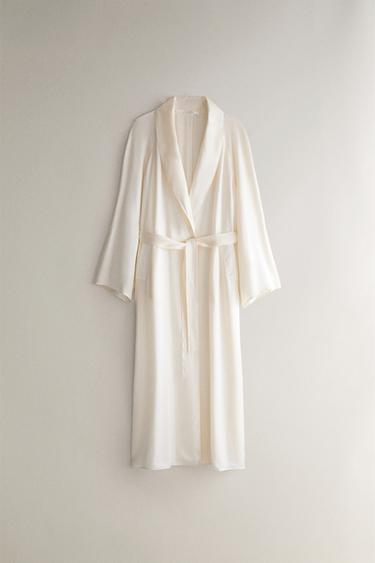 ROBE DE CHAMBRE LONGUE EN SOIE DE MÛRIER - Écru de Zara - Image 0