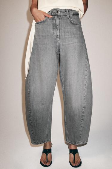 ZW COLLECTION ANKLE BALLOON MID-WAIST JEANS - Anthracite grey by Zara - Image 1