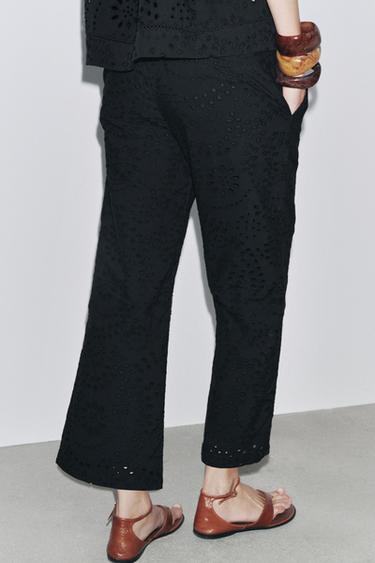 PANTALON BRODERIES AJOURÉES ZW COLLECTION - Noir de Zara - Image 2