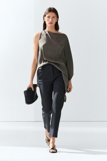 Zara Technical cotton blend trousers - Navy blue - Image 0
