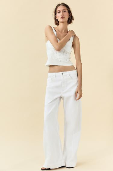 Z1975 WIDE-LEG MID-WAIST JEANS WITH SIDE SEAMS - White by Zara
