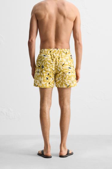 REGULAR-FIT FLORAL PRINT SWIMMING TRUNKS - Oil by Zara - Image 3