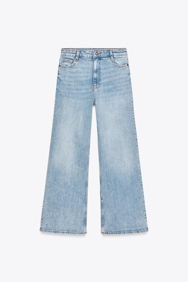 JEANS ZW COLLECTION WIDE LEG CINTURA SUBIDA - Azul-claro da Zara