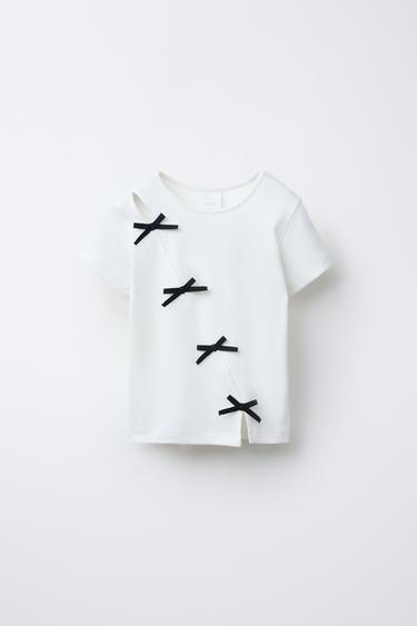CAMISETA RIB LACITOS - Blanco de Zara