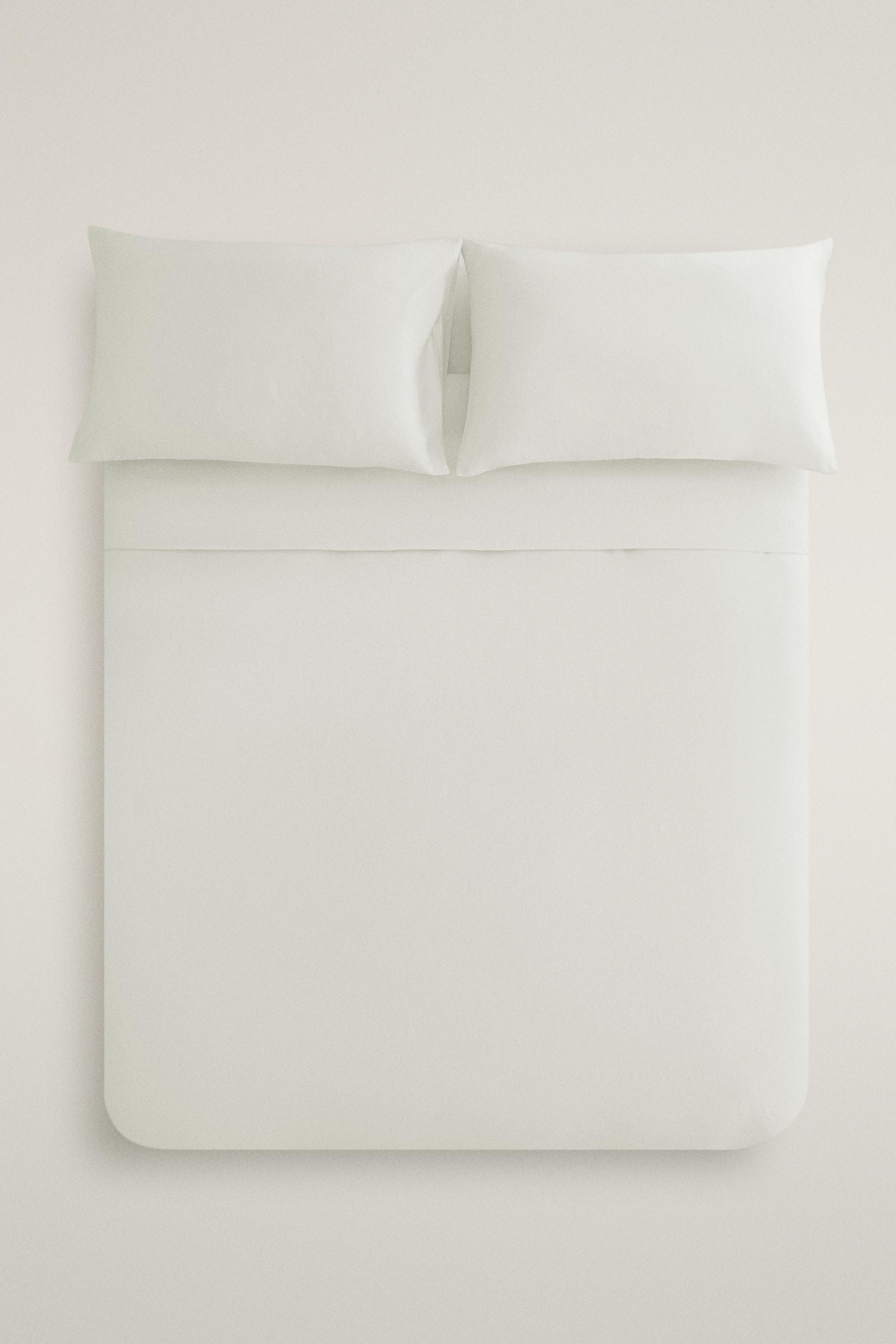 FADED-EFFECT SATEEN DUVET COVER (300 THREAD COUNT) — Ice